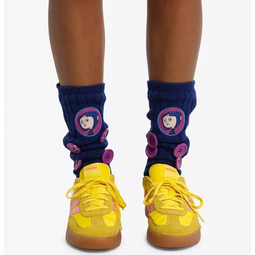Coraline Button Slouch Socks - Fits shoe size 5 - 10 - NEW